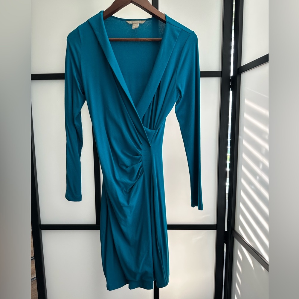 Teal Banana Republic faux wrap dress, XSP